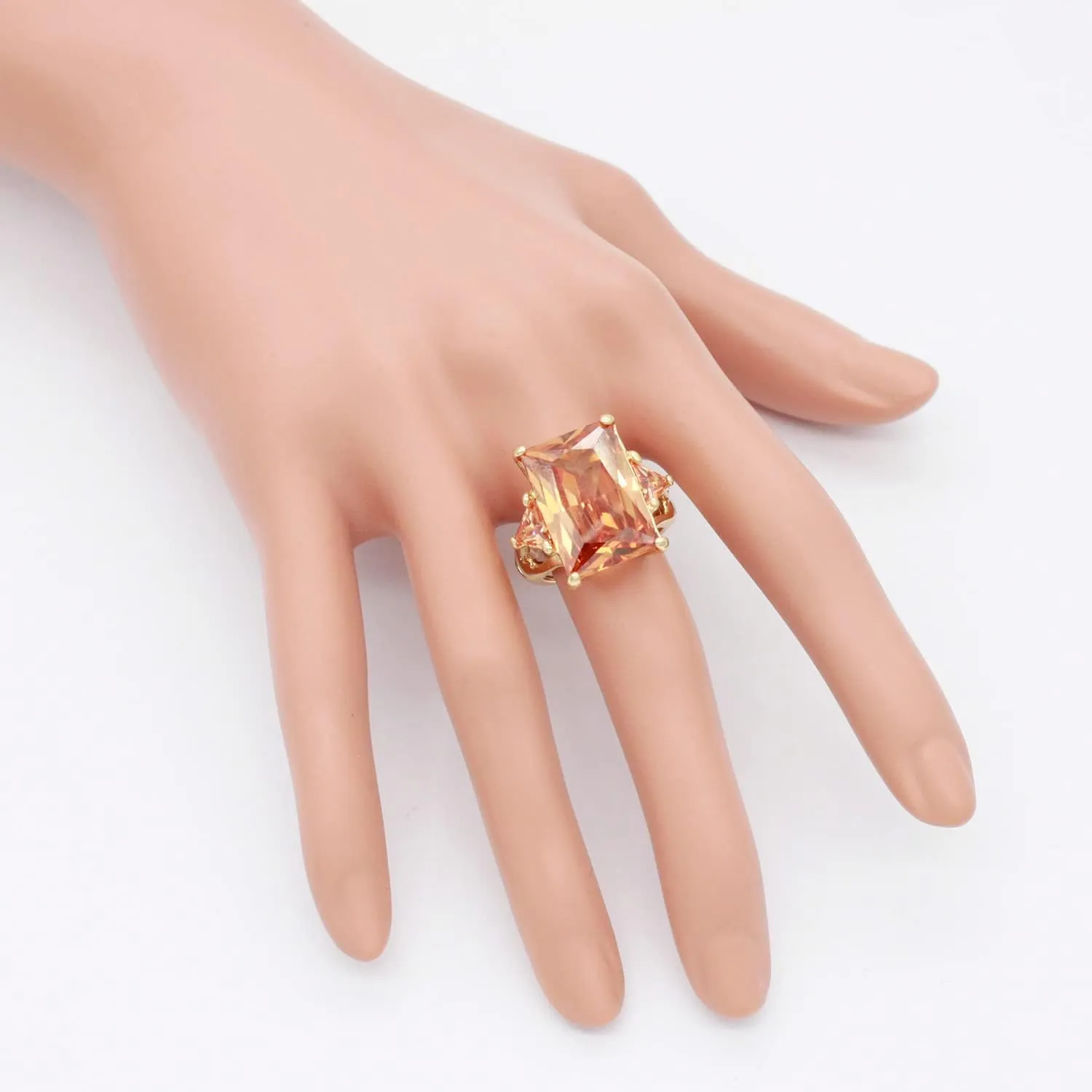 Lavencious Big Bold Radiant CZ Stones Stretch Rings for Women Size for 7-9
