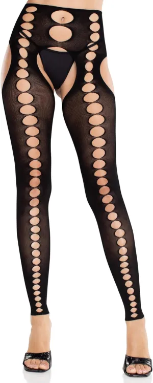 Leg Avenue Women’s Seamless Colored Tights with Cut-Out Details and Footless Design Suspender Tights for Women
