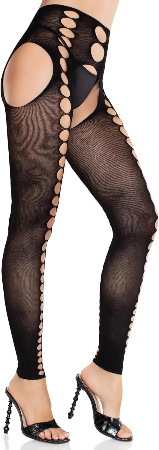 Leg Avenue Women’s Seamless Colored Tights with Cut-Out Details and Footless Design Suspender Tights for Women