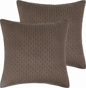 Levtex Home - Cross Stitch Cocoa - Euro Shams Set of Two - (26x26in.), No Insert - Cross Stitched Pattern - Cotton Fabric