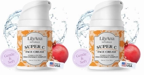 LilyAna Naturals Face and Neck Moisturizer for Women and Men - Moisturizer Face and Neck Cream for Dry Skin and Dark Spot Brightening (Super C, 1.7oz) (Pack of 2)