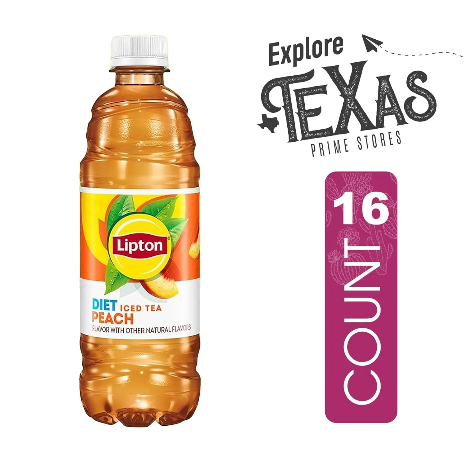 Lipton Diet 16-Pack Diet Peach Iced Black Tea Plastic Bottle 16.9 fl oz