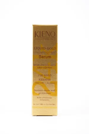 Liquid Gold Repairing Hair Serum - 24K Gold   Keratin for Instant Shine, Frizz Control, Deep Moisturizing, Heat Protection & Repair, 1.69 fl Oz Bottle