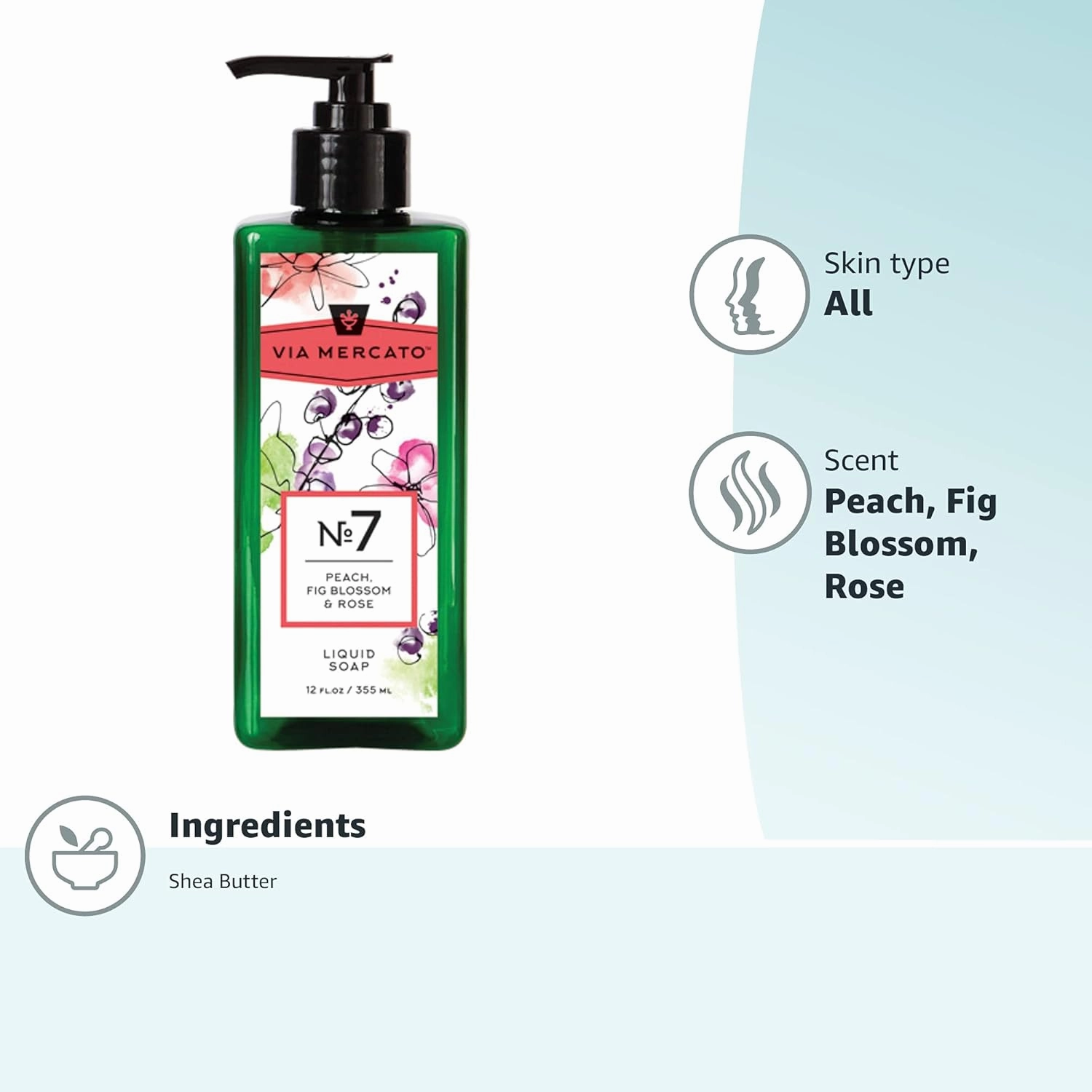 Liquid Soap, Shea Butter Enriched (12 oz), No. 7 - Peach, Fig Blossom & Rose