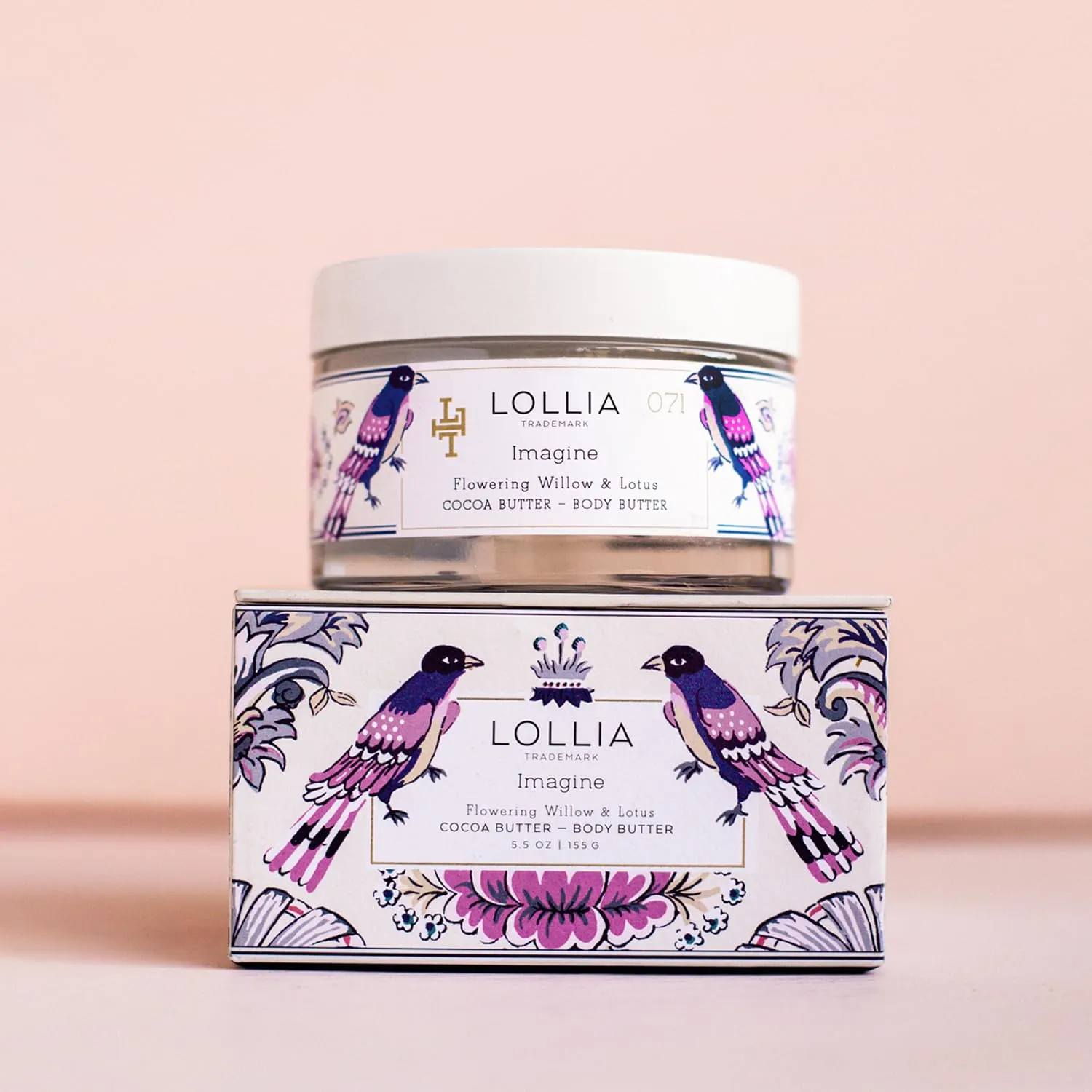 LOLLIA Imagine Body Butter, 5.5 oz. - Flowering Willow & Lotus Fragrance - Shea Butter & Cocoa Butter, Body Lotion for Women, Hydrating & Smooth Body Moisturizer