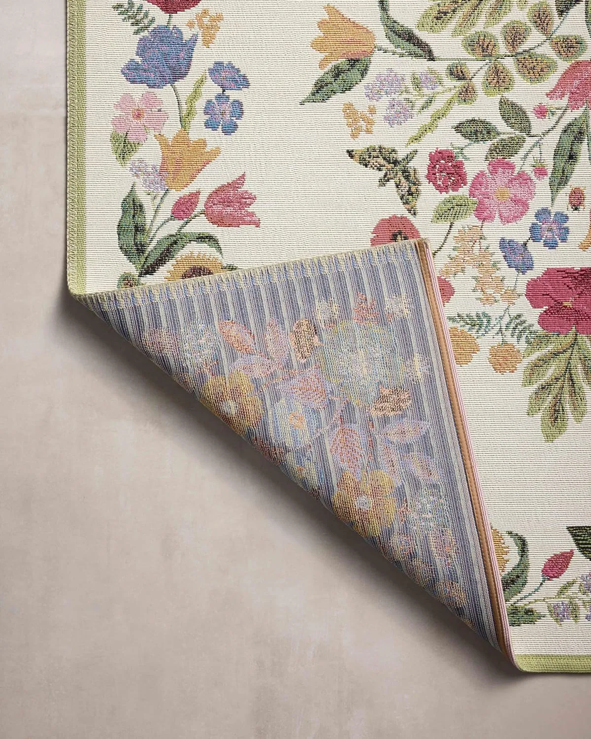Loloi Rifle Paper Co. Perennial Collection Blossom PRN-01 Cream 7'-10" x 11'-2" Indoor/Outdoor Area Rug