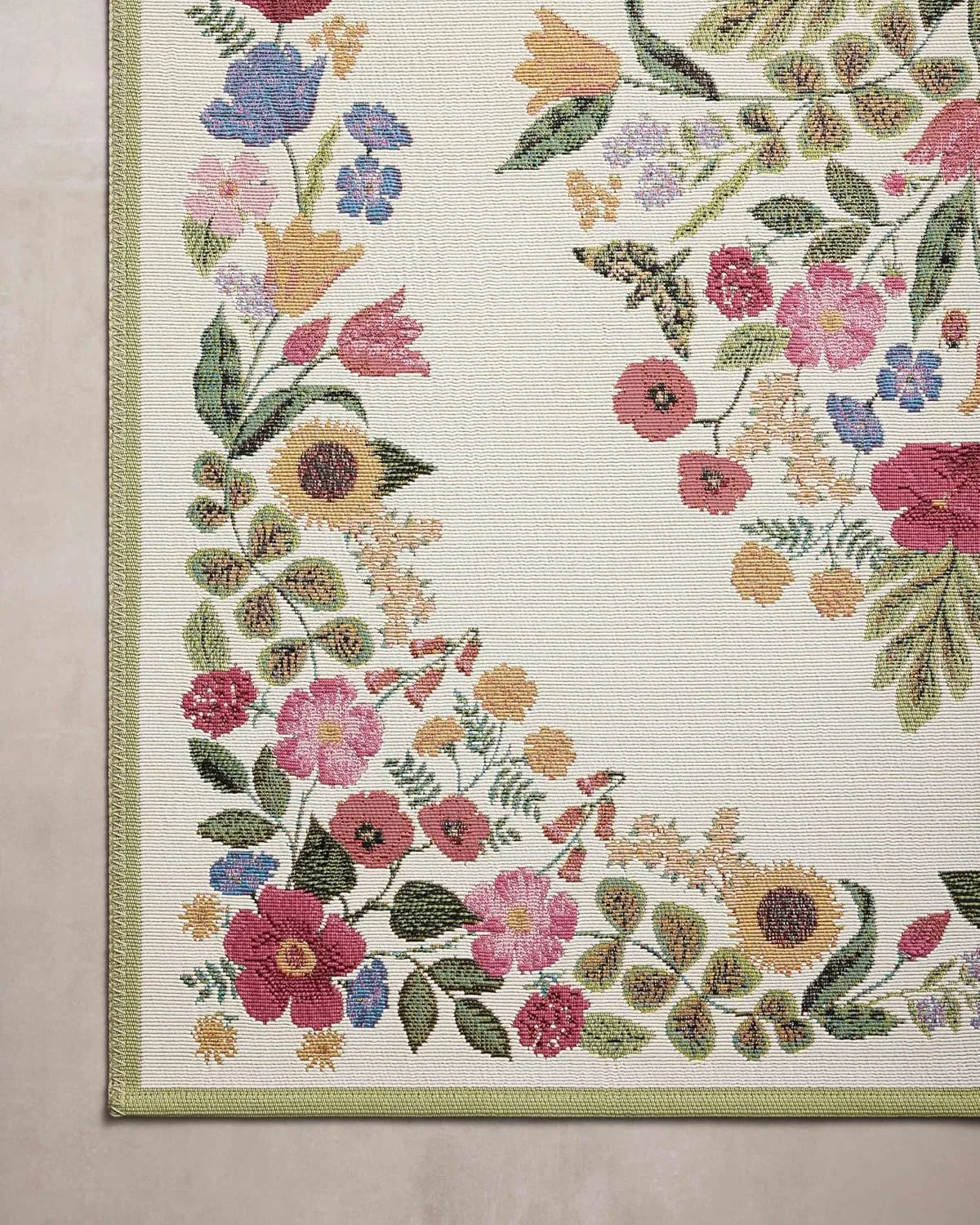 Loloi Rifle Paper Co. Perennial Collection Blossom PRN-01 Cream 7'-10" x 11'-2" Indoor/Outdoor Area Rug
