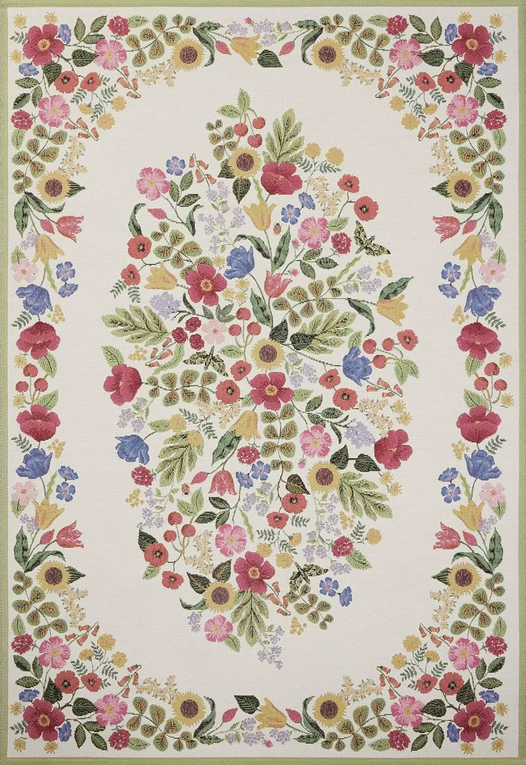 Loloi Rifle Paper Co. Perennial Collection Blossom PRN-01 Cream 7'-10" x 11'-2" Indoor/Outdoor Area Rug