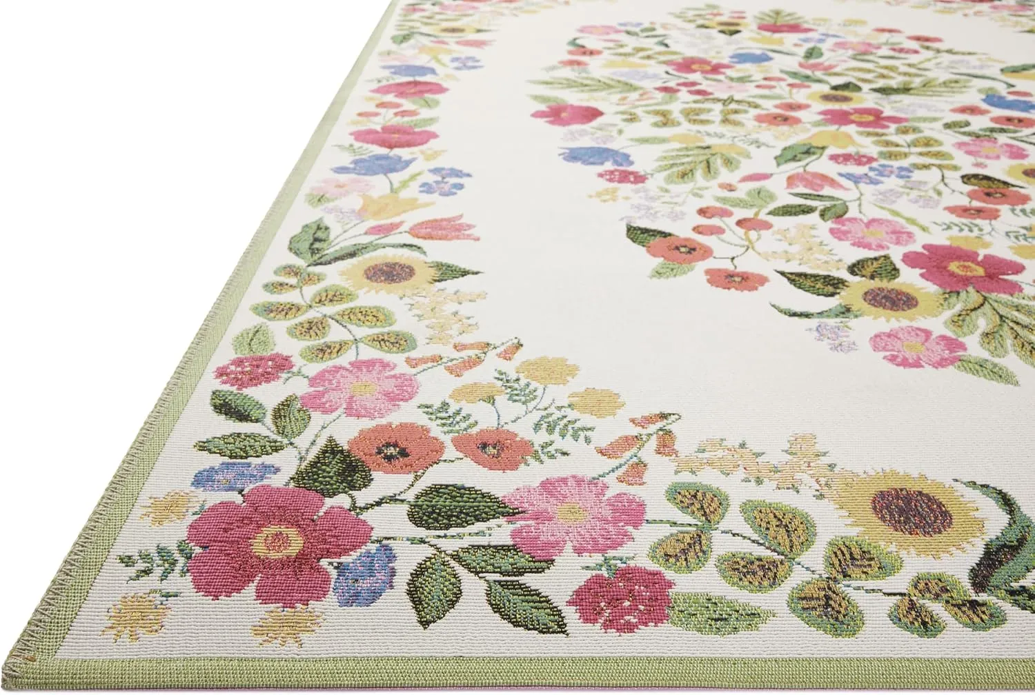Loloi Rifle Paper Co. Perennial Collection Blossom PRN-01 Cream 7'-10" x 11'-2" Indoor/Outdoor Area Rug