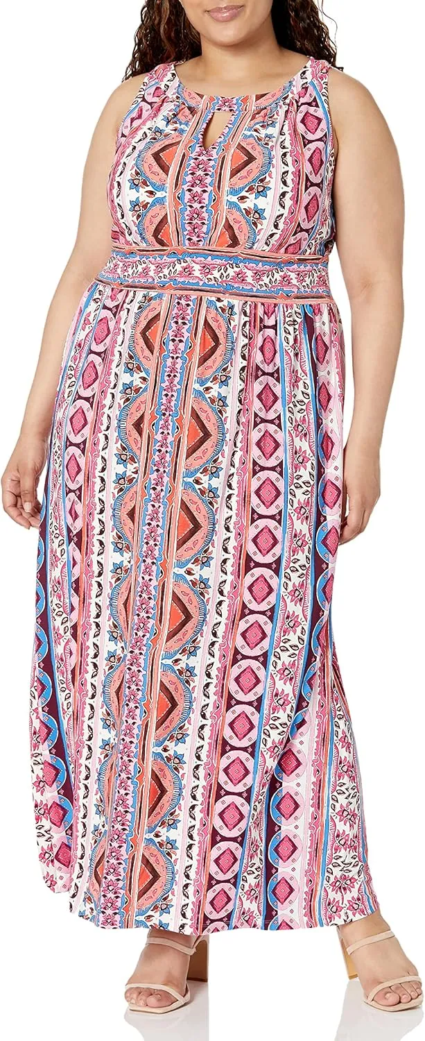 London Times Women's Halter Neckline Signature Morris Maxi Dress Vacation Occasion Event Guest of