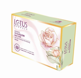 Lotus Herbals Radiant BridalGLOW Rose Gold Skin Illuminating Facial Kit | 5 Easy Steps | Paraben Free | Salon Grade | All Skin Types | Pack of 1 | 57g, Green, Standard, J_Face Mask-1