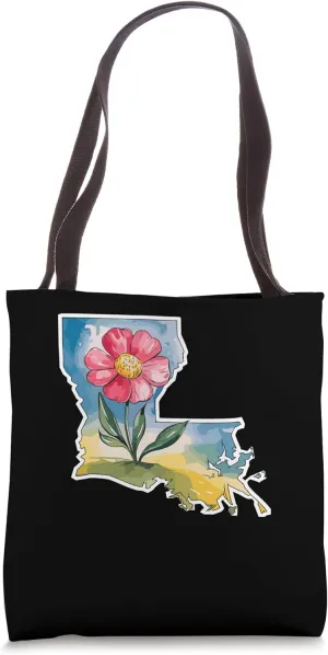 Louisiana State Outline With Floral Bouquet Tote Bag