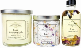Love Intention Ritual Spa Set | 100% Natural | 10 oz Soy Candle, 4 oz Intention Oil, 8 oz Bath Salts | Attraction, Commitment, Seduction Rituals | Wiccan, Pagan, Spiritual Gift