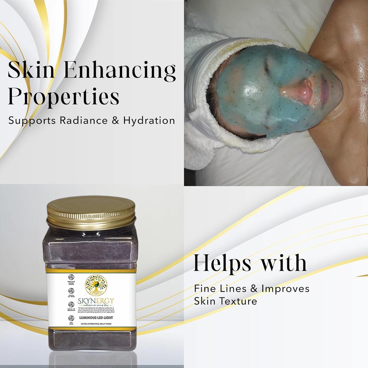 Luminous LED Light Jelly Face Mask | HydroGlo Jelly Mask for Skin Hydration | Radiance and Reduced Pigmentation | Vajafacial Jelly Mask | 12 Applications (30 Fl Oz)