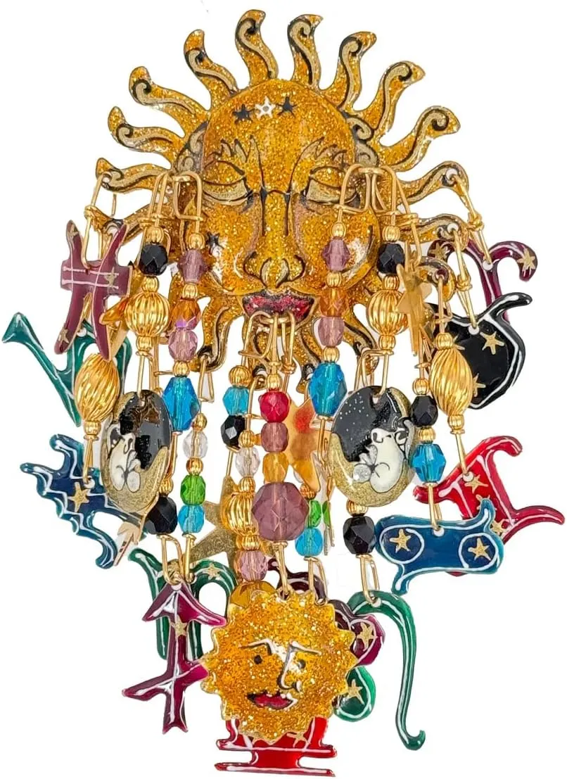 Lunch at The Ritz Zodiac Sun Pin – Hand-Enameled Celestial Astrology Brooch