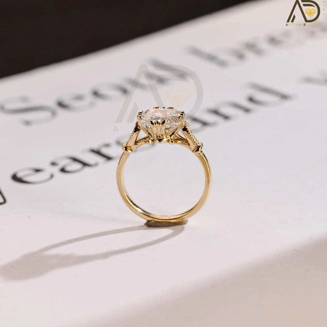 Luxurious Square Radiant Moissanite Engagement Ring in Solid Gold, Perfect for Women, Girlfriends, and Wives