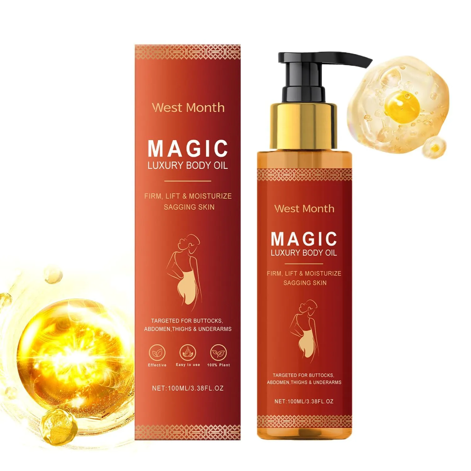Magic Body Firming Oil,Hydrating and Firming Skin Luxury Body Oil for Arms with Vitamin E. (1)