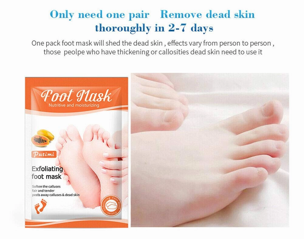 Magik Foot Peeling Mask Baby Soft Cracked Heels Remove Dead Skin Calluses (Peach, 4 Pairs)