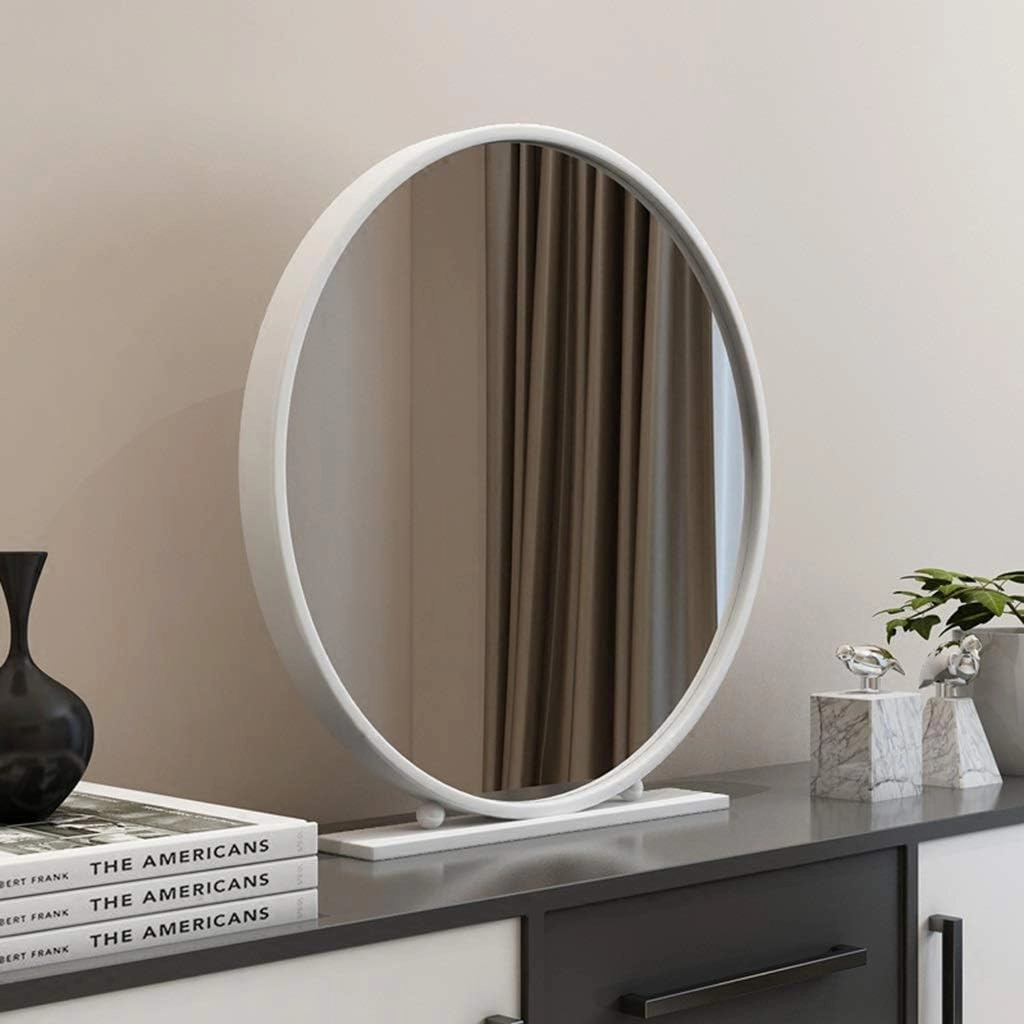 Magnifying Makeup Mirror Desk Free Standing Portable Magnification Vanity Make up Mirror for Shaving Traveling Beauty Mirror (White 40cm)