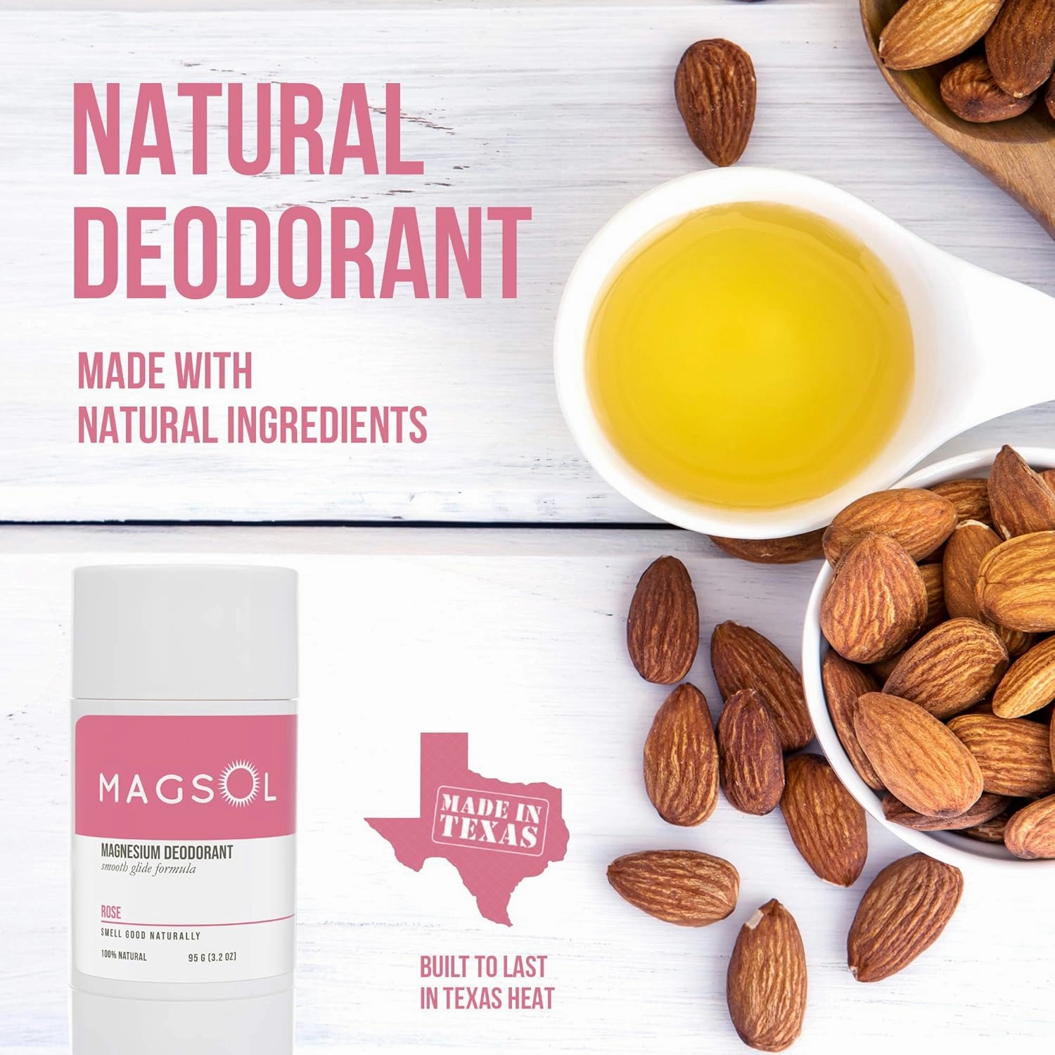 MAGSOL Natural Deodorant for Men, Aluminum Free Deodorant for Women (2 Pack) (Rose)