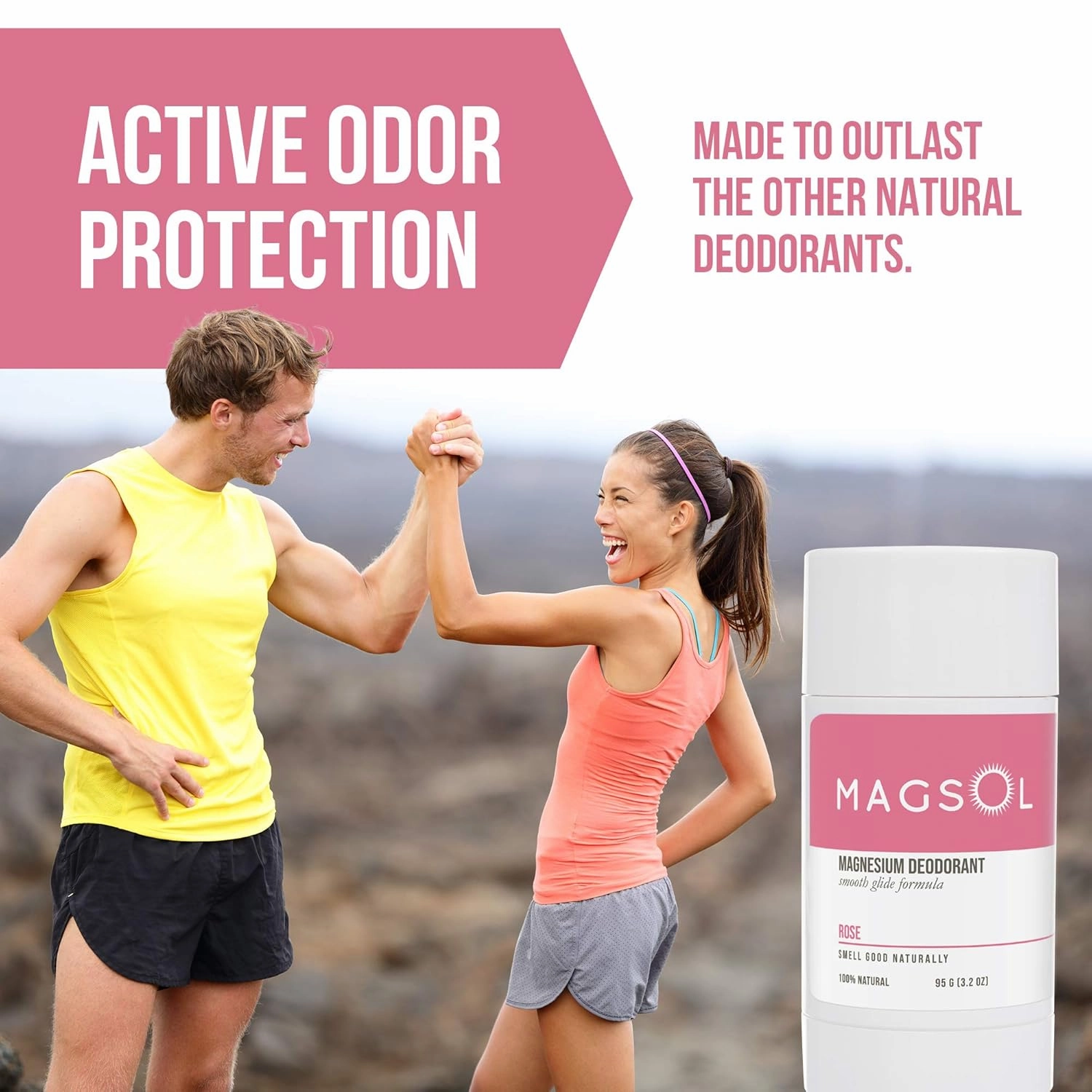 MAGSOL Natural Deodorant for Men, Aluminum Free Deodorant for Women (2 Pack) (Rose)