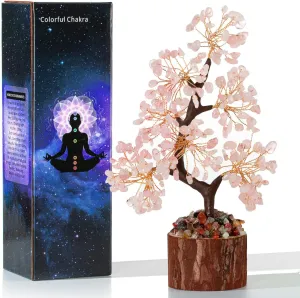 MAIBAOTA Rose Quartz Crystals Tree of Life Pink Office Home Decor for Positive Energy Pink Tree Feng Shui Decor Money Bonsai Trees for Meditation