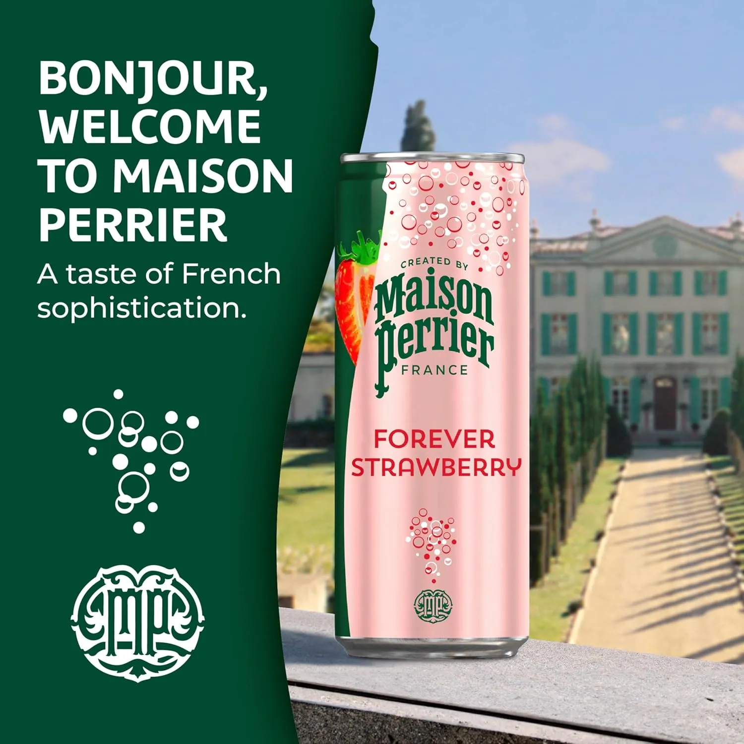 Maison Perrier Forever Strawberry Flavored Sparkling Water, 11.15 Fl Oz Cans, 8 Count, 3 Pack 267.6 fl oz