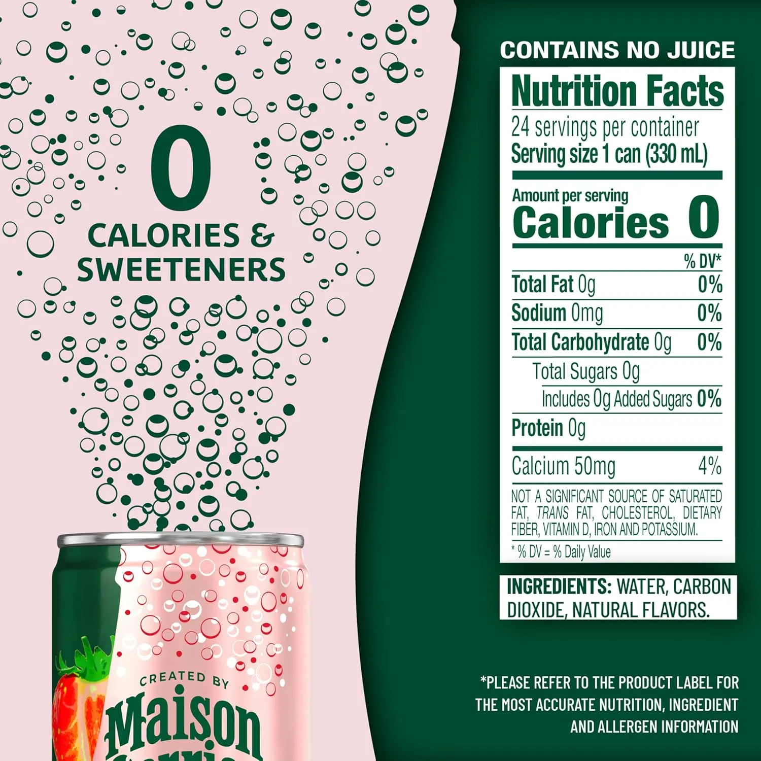 Maison Perrier Forever Strawberry Flavored Sparkling Water, 11.15 Fl Oz Cans, 8 Count, 3 Pack 267.6 fl oz