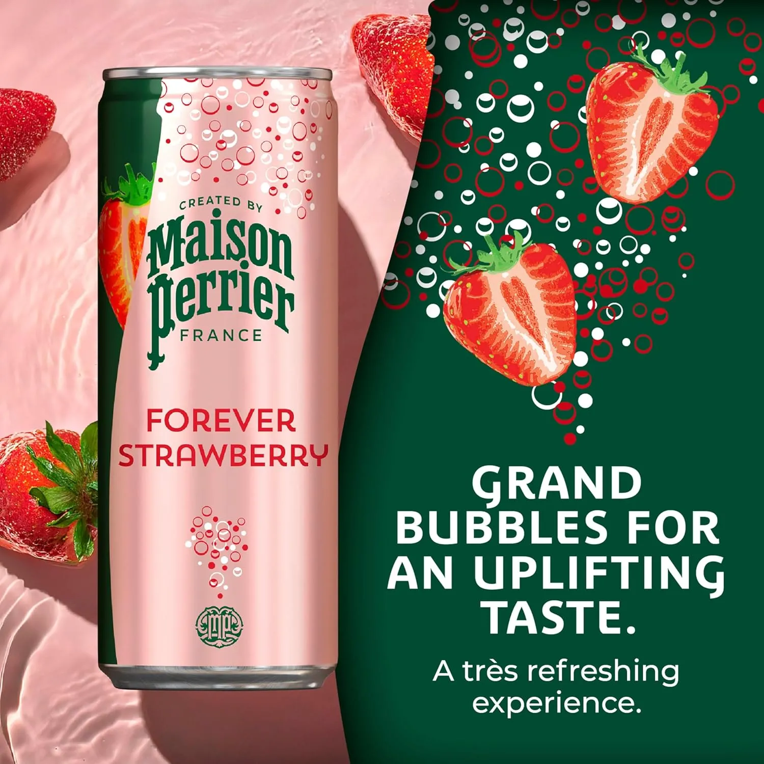 Maison Perrier Forever Strawberry Flavored Sparkling Water, 11.15 Fl Oz Cans, 8 Count, 3 Pack 267.6 fl oz