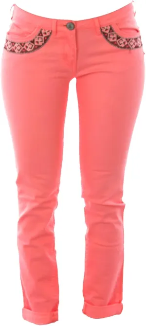 Maison Scotch Scotch & Soda Women's Stitched Pocket Detail Jeans 24W x 32L Neon Peach