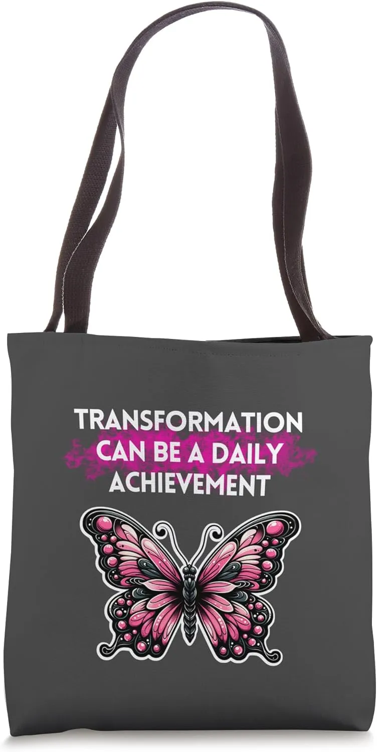 Mandala Butterfly Transformation Daily Achievement Quote Tote Bag