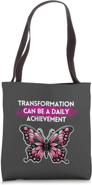 Mandala Butterfly Transformation Daily Achievement Quote Tote Bag