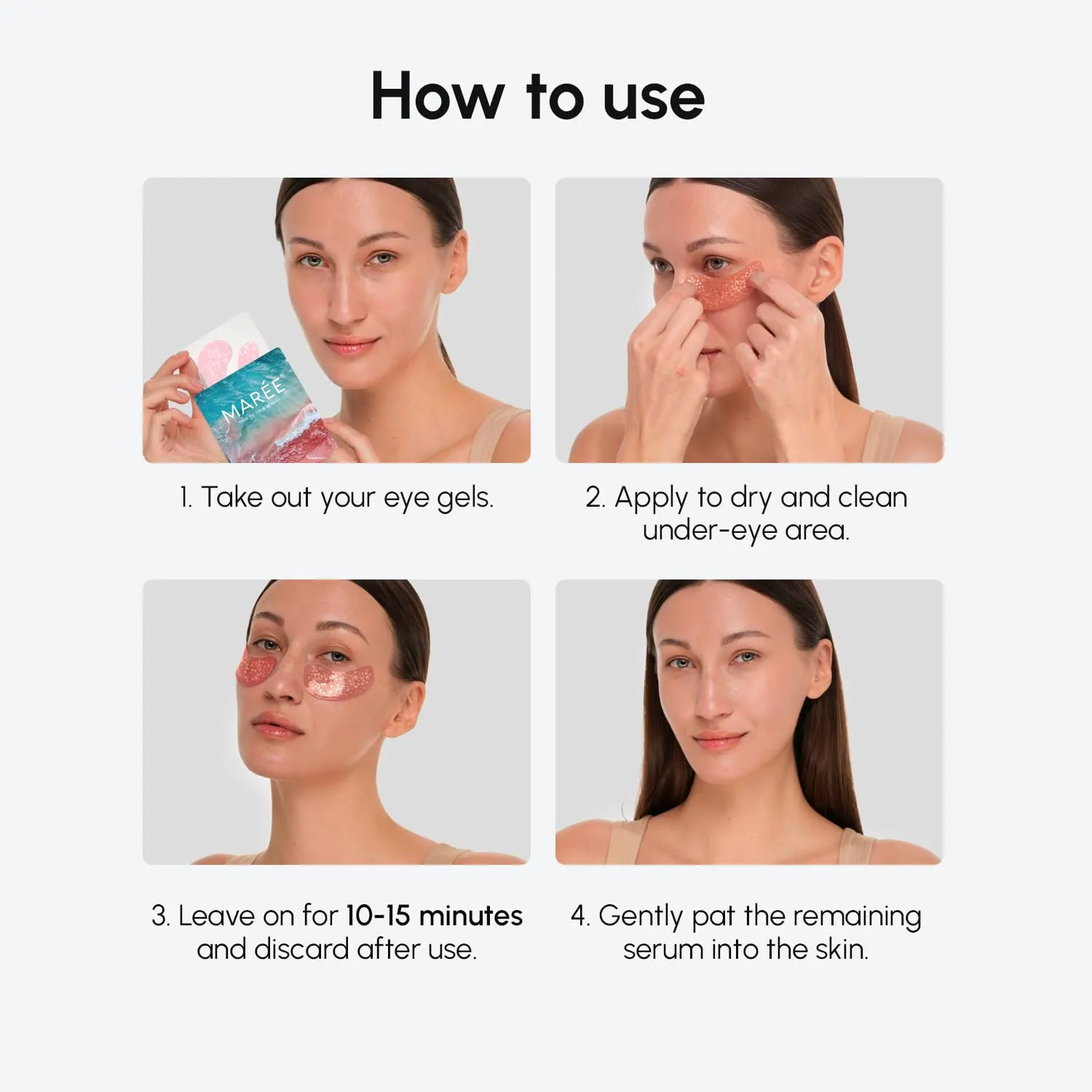 MAREE Pink Eye Gels - Marine Collagen Under Eye Patches for Puffy Eyes and Dark Circles - Undereye Mask Patches for Women - Hydrating Gel Eye Masks with Rose Water - Parches Para Ojeras Gel Pads