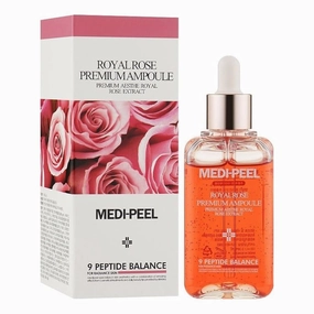 Medi-Peel Royal Rose Premium Ampoule Face Moisturizing Serum With Rose Extract, 9 Peptide Balance, Korean Formula, Size 100ml, 3.38 Fl Oz (Pack Of 1)