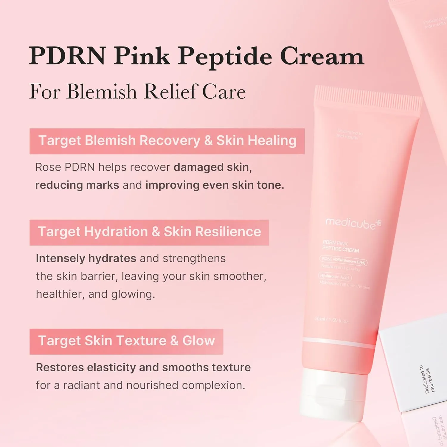 medicube PDRN Pink Hyaluronic Moisturizing Cream | Blemish Recovery, Relief & Hydrating Care | Restores Skin Elasticity & Glow | Korean Skincare for Even Skin Tone & Pore Care | 50ml / 1.69 fl.oz.