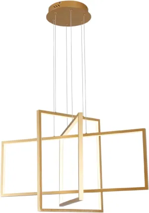 meiluce 3 Lights Modern LED Chandeliers for Living Dining Room 32" Brush Gold Adjustable Hanging Pendant Light Dimmable Chandelier Lighting Fixture