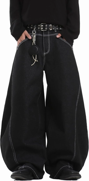 Men's Loose Fit Baggy Barrel Jeans Y2K Wide Leg Hip Hop Skater Streetwear Denim Pants