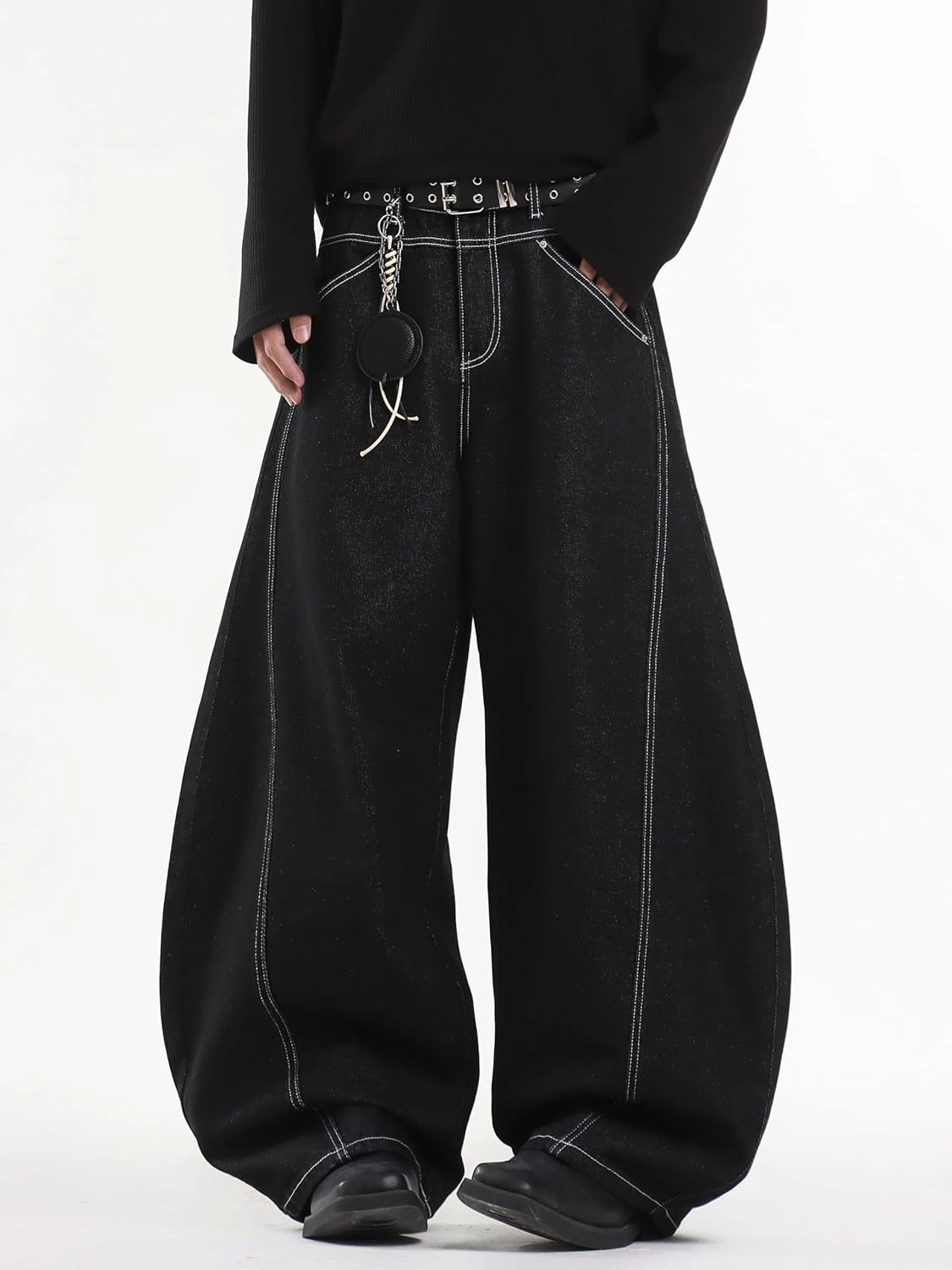 Men's Loose Fit Baggy Barrel Jeans Y2K Wide Leg Hip Hop Skater Streetwear Denim Pants