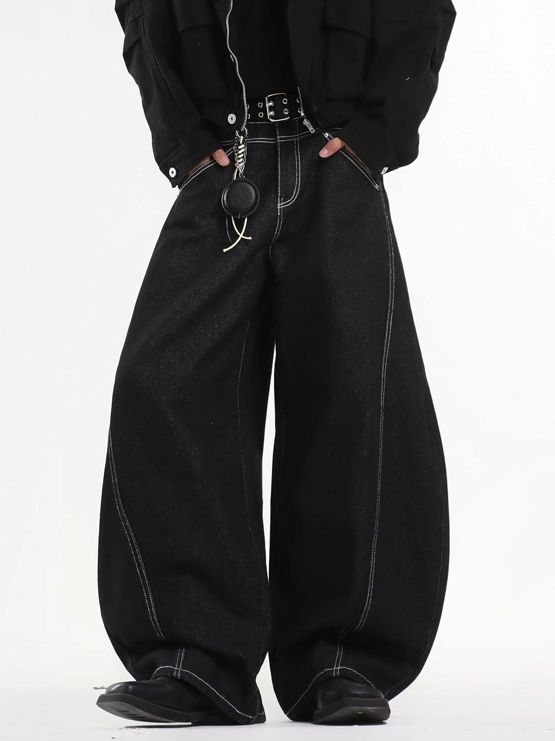 Men's Loose Fit Baggy Barrel Jeans Y2K Wide Leg Hip Hop Skater Streetwear Denim Pants