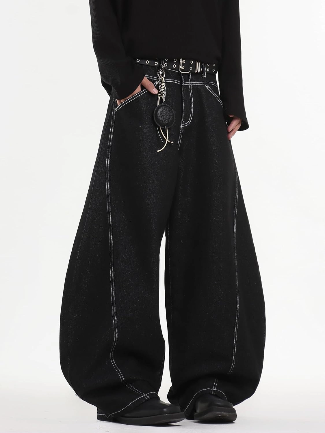 Men's Loose Fit Baggy Barrel Jeans Y2K Wide Leg Hip Hop Skater Streetwear Denim Pants