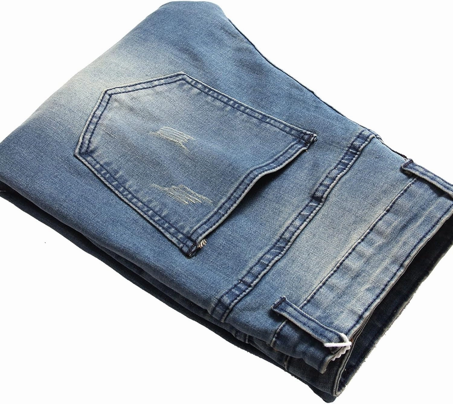 Men's Ripped Jeans Casual Stretch Button Zipper Pants with Pockets Relaxed Fit Denim Pants Boys Trendy Streetwear Jeans