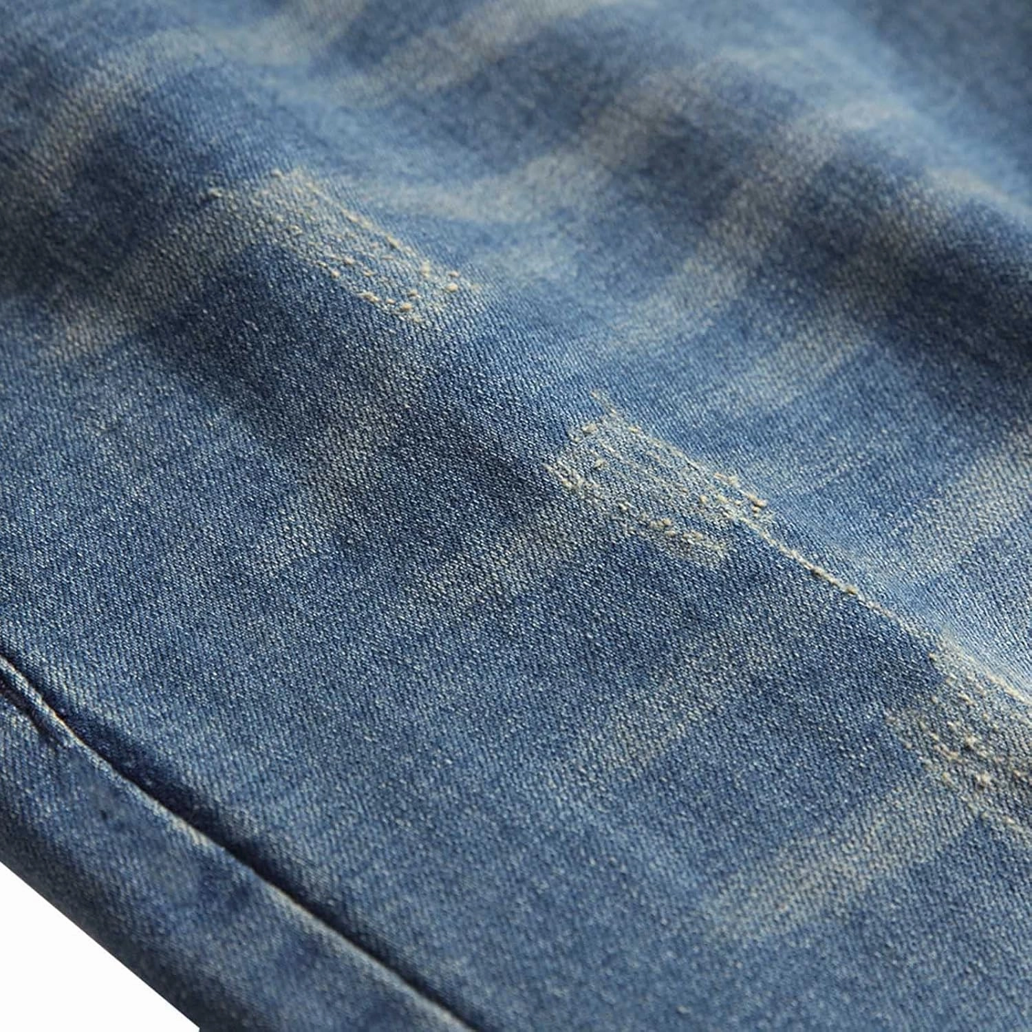 Men's Ripped Jeans Casual Stretch Button Zipper Pants with Pockets Relaxed Fit Denim Pants Boys Trendy Streetwear Jeans