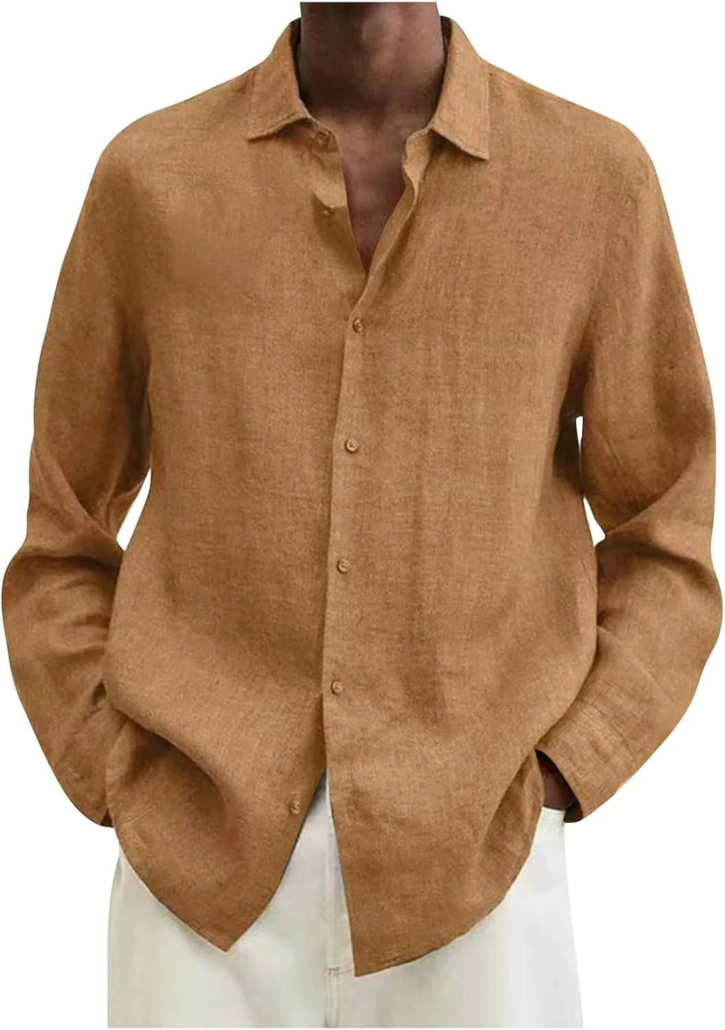 Men's Thermal Shirt Designer Spring Summer Casual Cotton Linen Solid Color Long Sleeve Shirts Loose Shirts