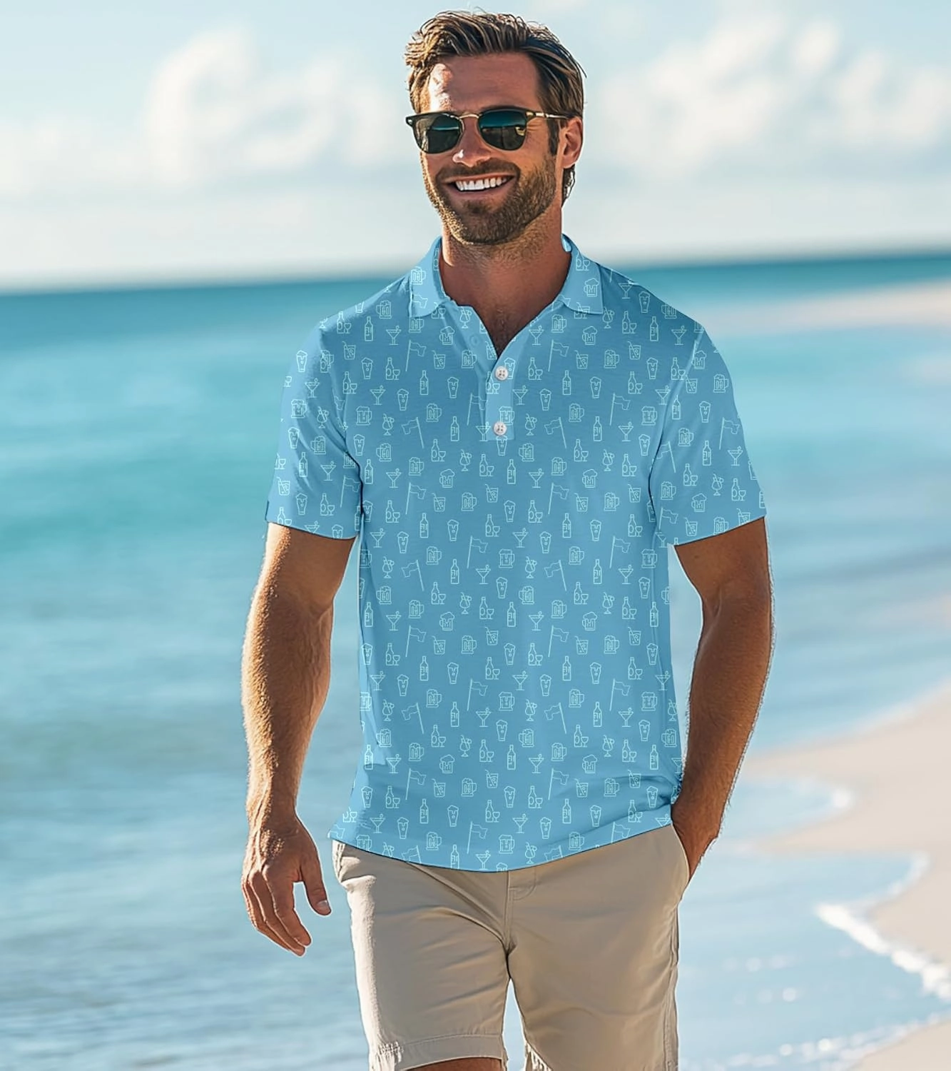 Mens Polo Golf Shirts Funny Graphics Shorts Sleeve Button Shirts