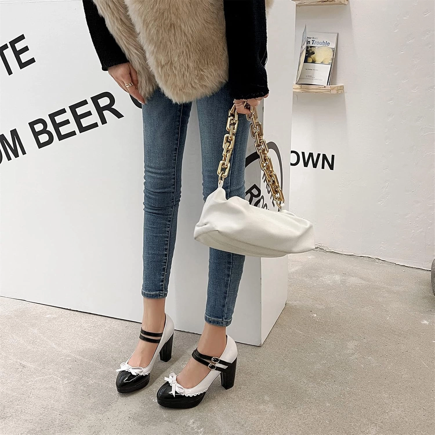MEOTINA Cute Bow Heels Mary Janes Shoes Women Dress Platform Strappy High Heels Kawaii Shoes