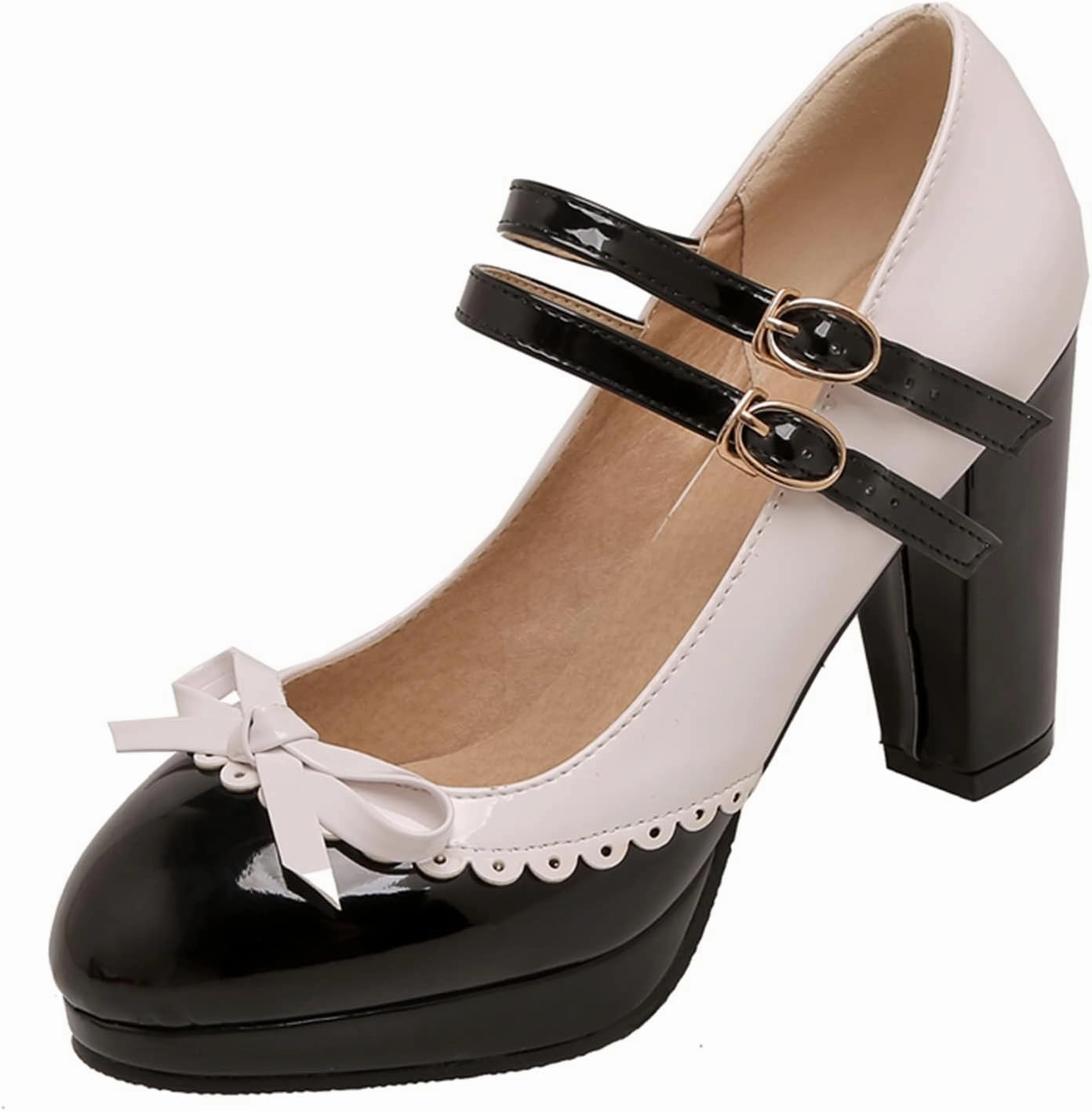 MEOTINA Cute Bow Heels Mary Janes Shoes Women Dress Platform Strappy High Heels Kawaii Shoes