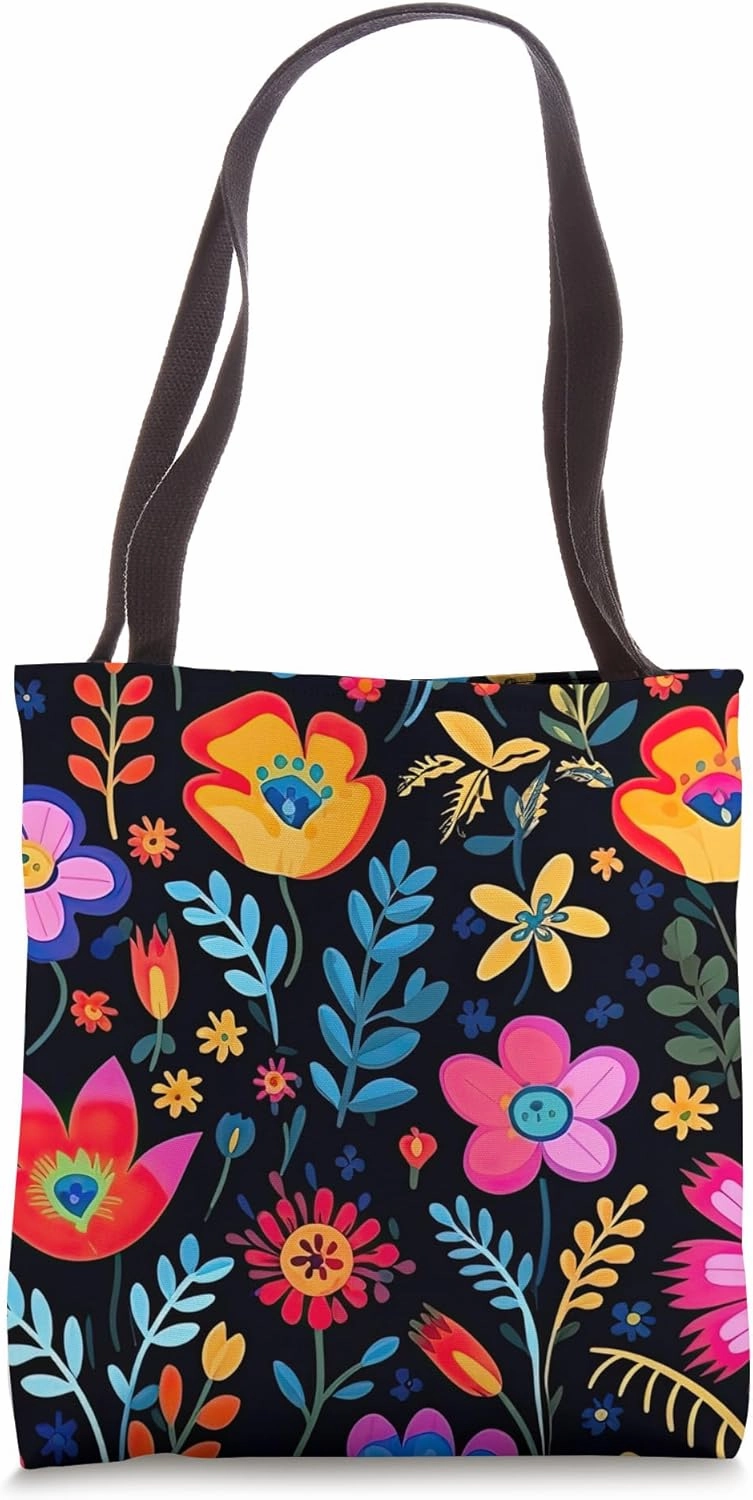 Mexican Floral Pattern Colorful Flowers Tote Bag
