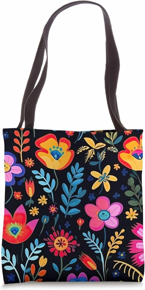 Mexican Floral Pattern Colorful Flowers Tote Bag