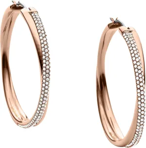 Michael Kors Stainless Steel and Pavé Crystal Hoop Earrings for Women, Color: Rose Gold (Model: MKJ3671791)
