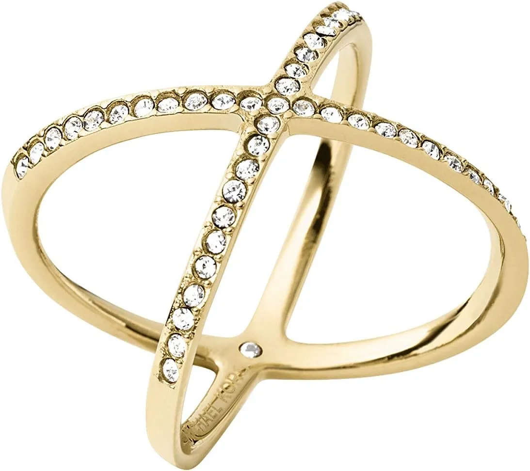 Michael Kors Stainless Steel and Pavé Crystal X Ring